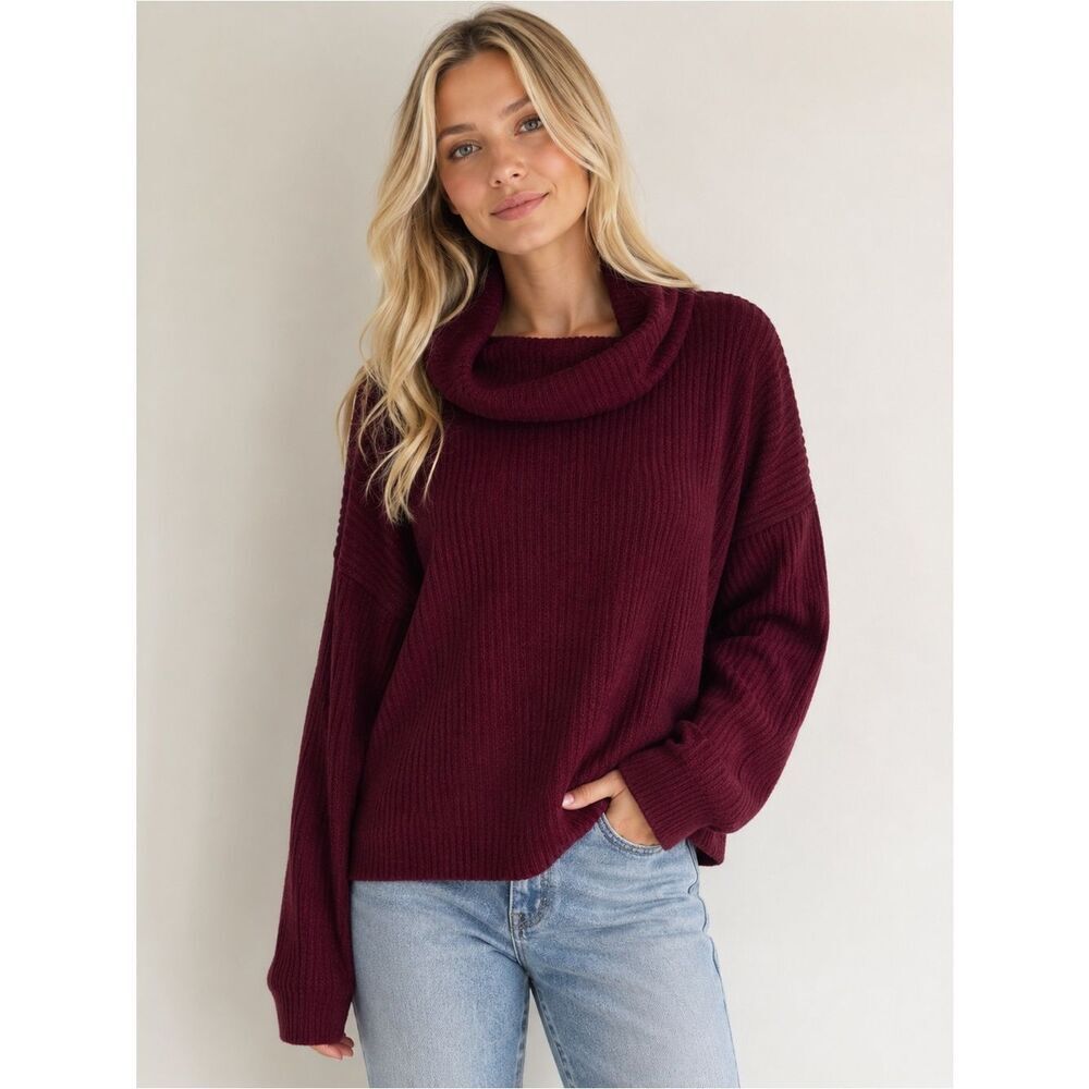 Ivy Jane Deep Burgundy Cowl Neck Sweater